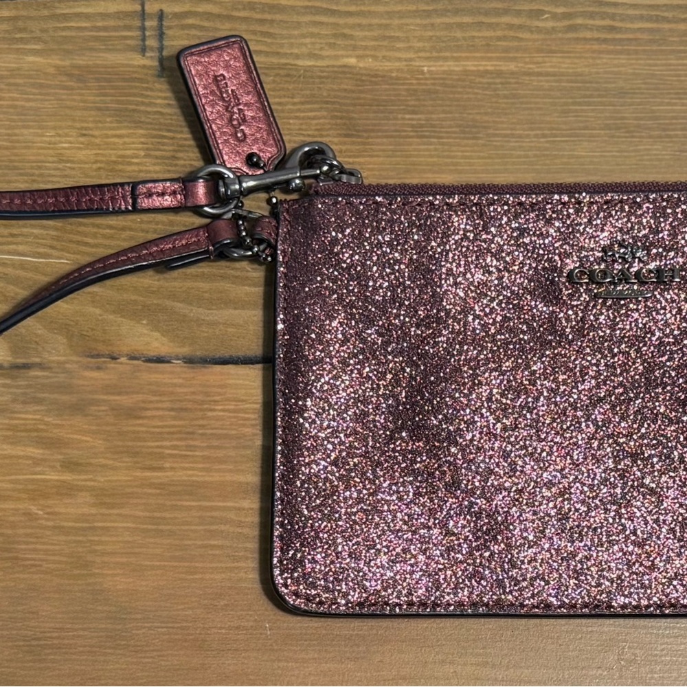 Coach Sparkling Wristlet in purple wine color EUC - Picture 2 of 8